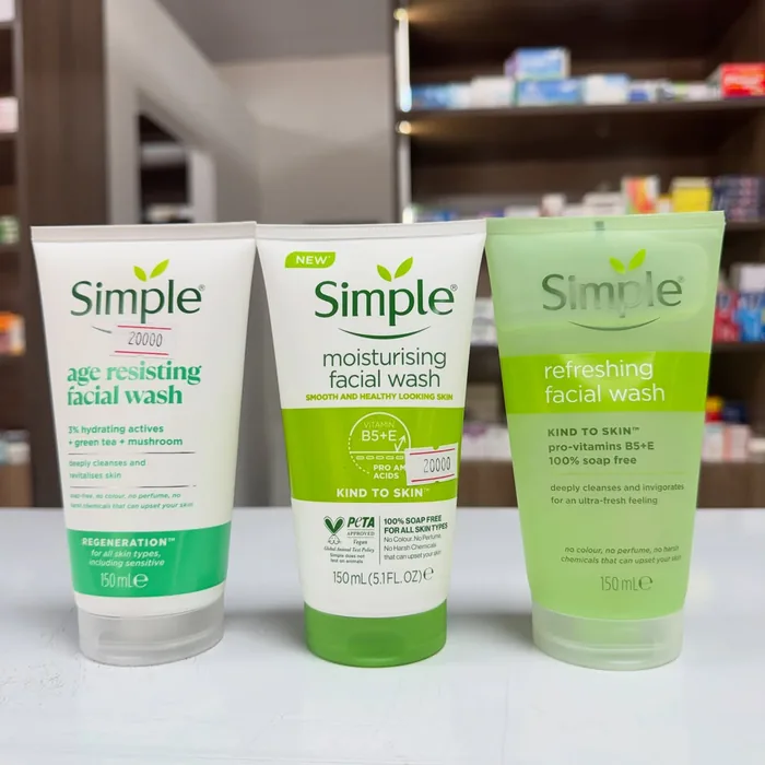 Simple brand facial wash bottles
